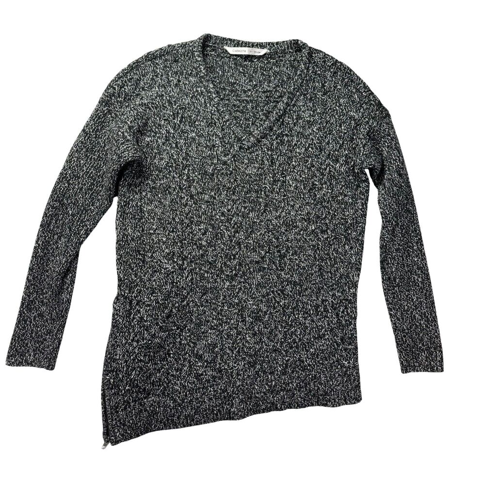Athleta Sweater Women’s Medium Gray Stretch Cableknit Comfy Wool Knit Pullover